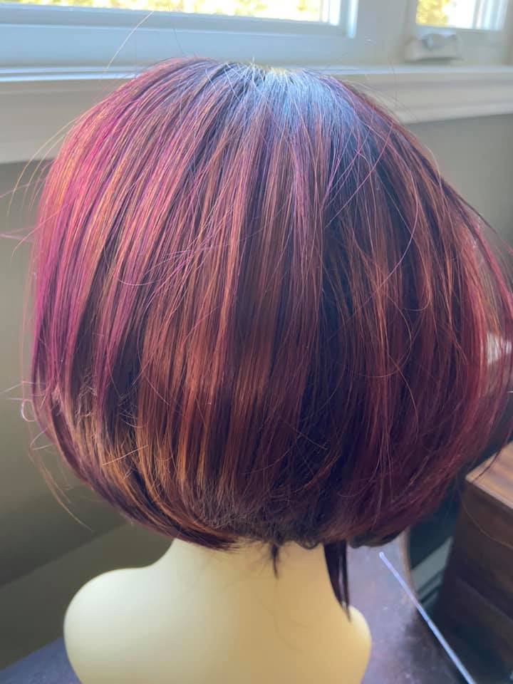 Rue black with copper highlights-chin length bob heat resistant synthetic wig
