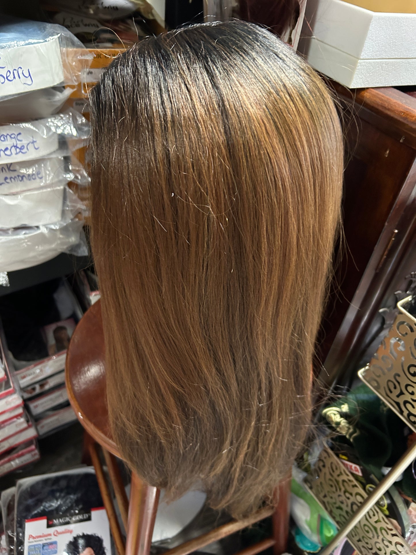 Brooklyn- long black ombre to brown blend lace front wig heat resistant synthetic wigs
