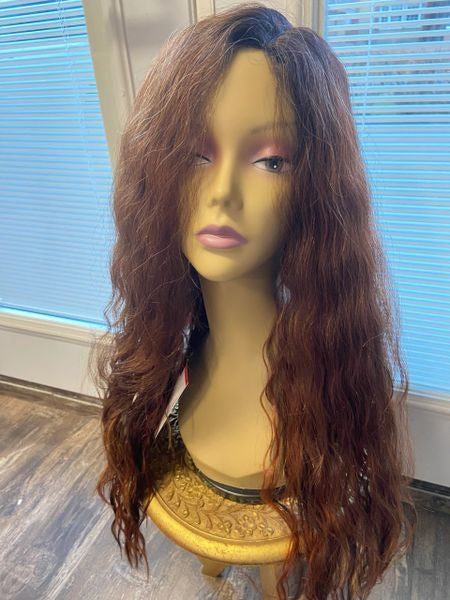 Peony-extra long soft wave brown and copper blends heat resistant synthetic wig