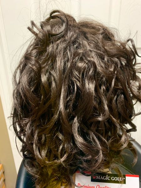 Wish- solid brown medium-length with voluminous curls heat resistant synthetic wig