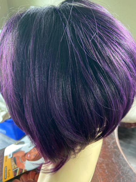 Kors-black and purple blend, part lace synthetic wig