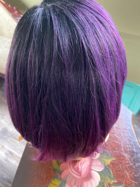 Ella-black and purple blend, part lace synthetic wig