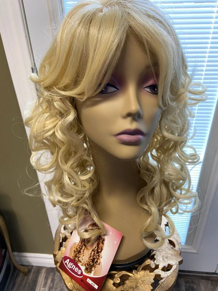 Agnes-Solid Platinum blonde medium length synthetic wig