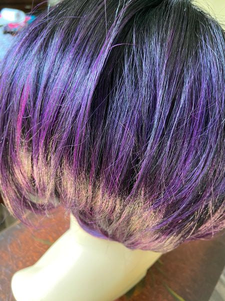 Krita- black with purple blend , part lace wig, synthetic wig