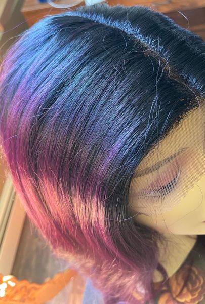 Brooklyn- long black ombre to purple lace front wig heat resistant synthetic wig