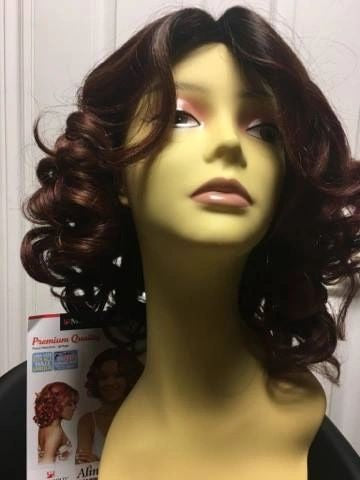 Alina- plum and copper blend curly heat resistant synthetic wig