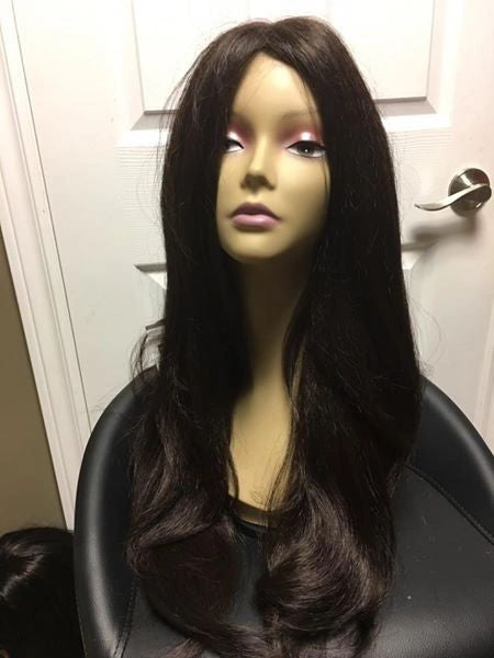 Mira-Solid Brown-extra long heat resistant synthetic wig