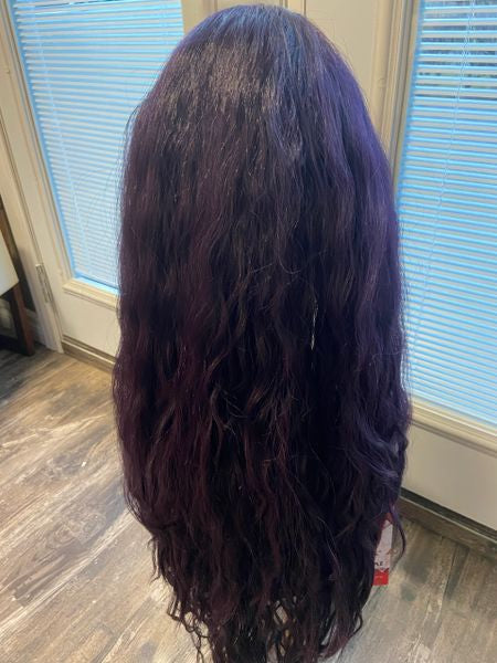 Peony-extra long soft wave deep purple- heat resistant synthetic wigs