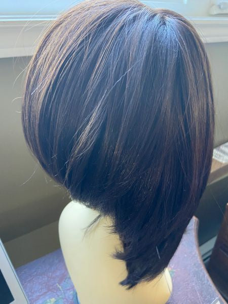Rue solid brown-chin length bob heat resistant synthetic wig