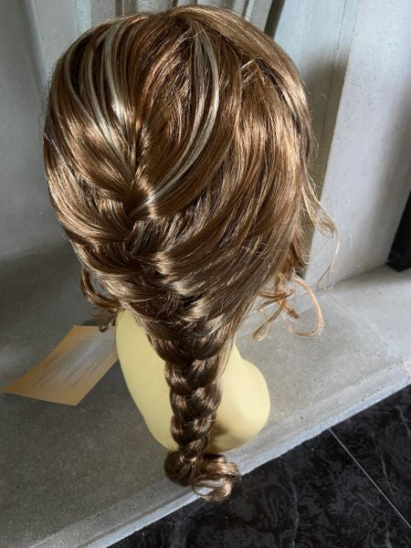 French Girl-strawberry blonde with blonde highlights, French braid wear 2 styles, synthetic wig