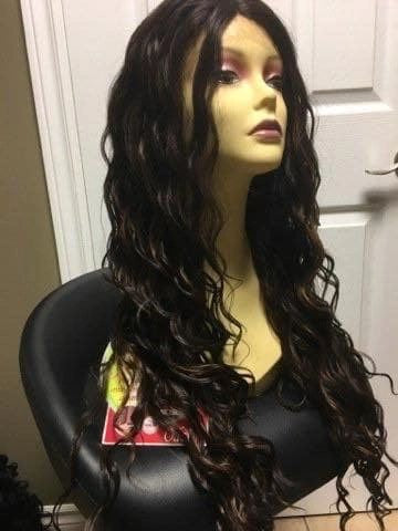 Odette -solid brown extra long, wavy, Lace Front heat resistant synthetic wig