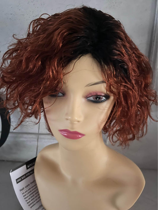 Marsha-reddish copper and brown blend , short 100% Human Hair wig