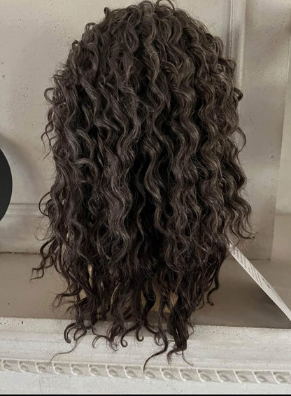 Zoli- Greyish Brown ombre, wavy, synthetic heat resistant quality wig