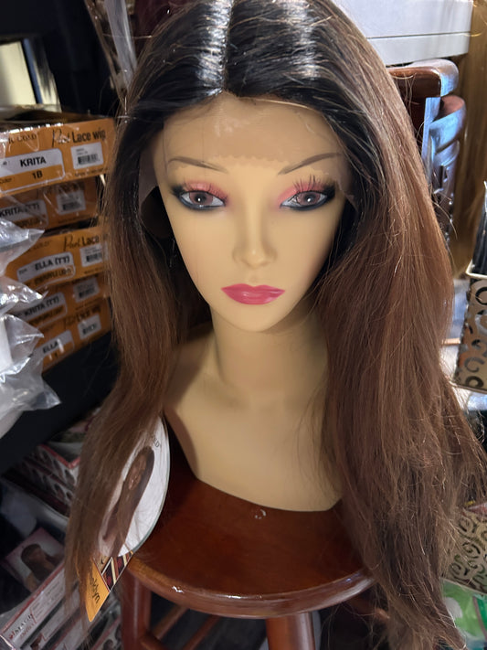 Brooklyn- long black ombre to brown blend lace front wig heat resistant synthetic wigs