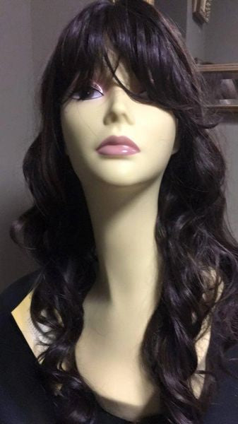 Roesia-Brown with copper highlights extra long synthetic wig