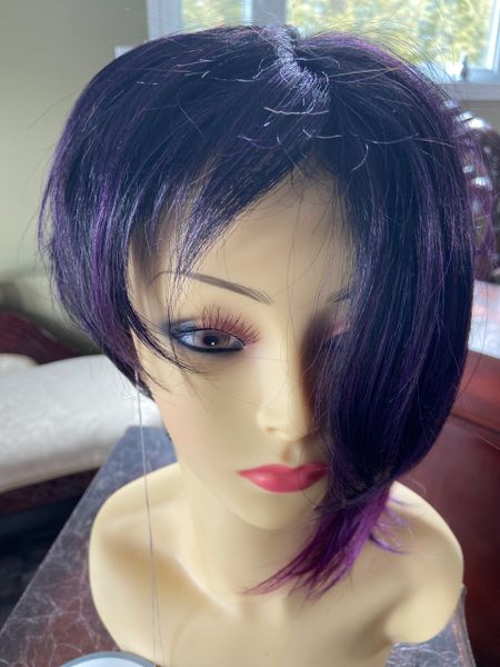 Kors-black and purple blend, part lace synthetic wig