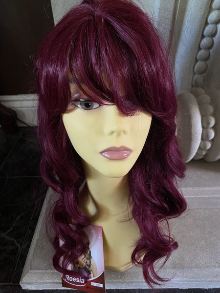 Roesia- Solid Burgundy extra long synthetic wig