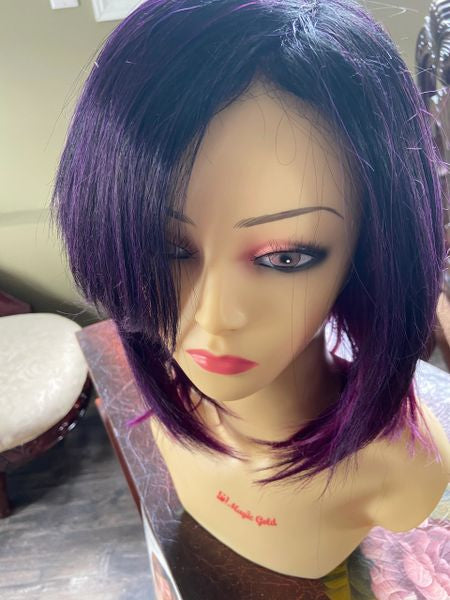 Ella-black and purple blend, part lace synthetic wig
