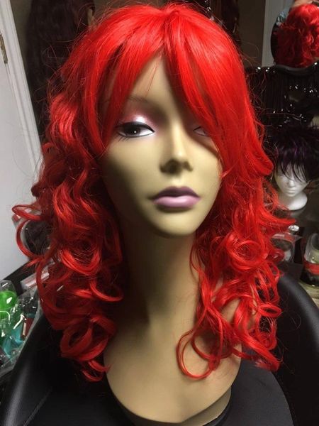 Agnes-Solid Fire Engine Red medium length synthetic wig