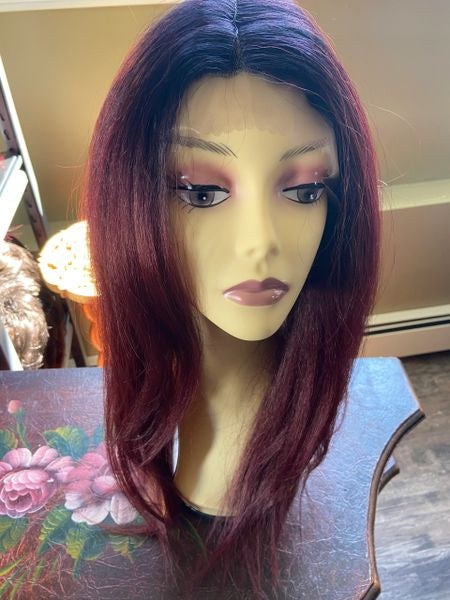 Brooklyn- long black ombre to burgundy lace front wig heat resistant synthetic wig