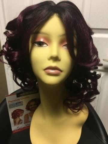 Alina- plum ombre combination curly heat resistant synthetic wig
