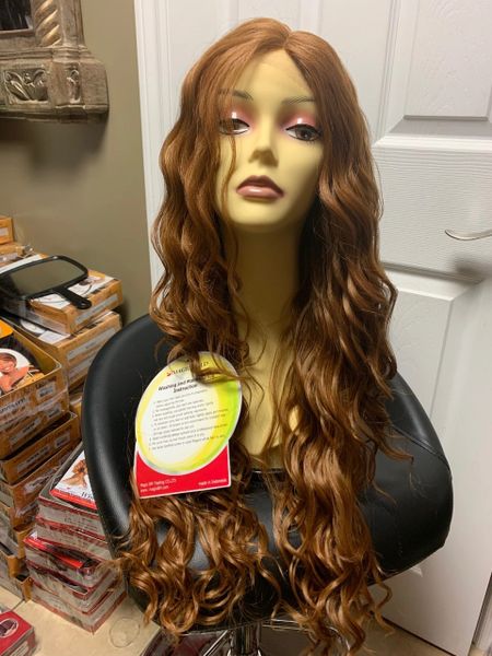 Odette -strawberry blonde extra long, wavy, Lace Front heat resistant synthetic wigs