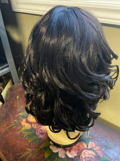 Leila- solid brown, medium length synthetic wig