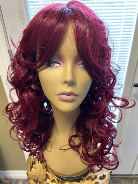 Agnes-Solid Burgundy medium length synthetic wig