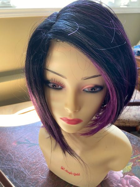Krita- black with purple blend , part lace wig, synthetic wig