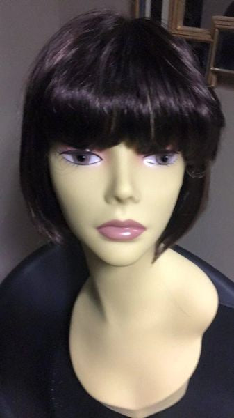 Roxanne-solid chocolate brown, bob style synthetic wig