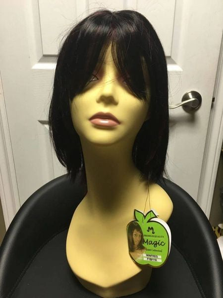 Winfreg- black with burgundy highlights, medium synthetic wig