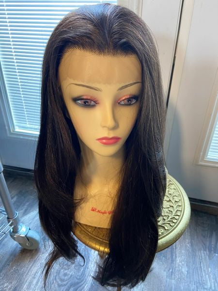 Elva- brown with copper highlights, long, free from part lace front synthetic wig