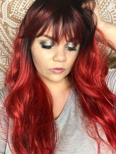 Laila-Ombre black to red extra long synthetic wig Heat resistant