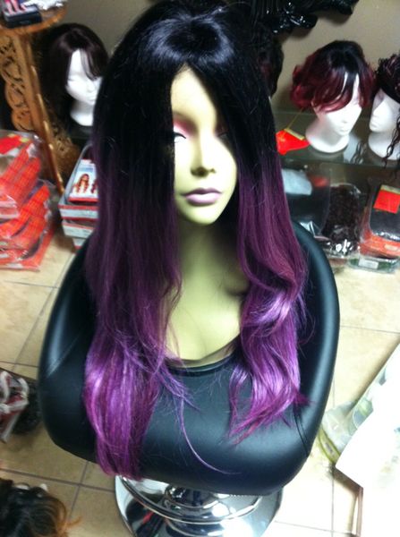 Mira-Black to Purple ombre-extra long heat resistant synthetic wig