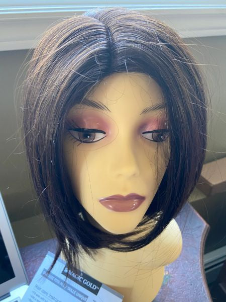 Rue solid brown-chin length bob heat resistant synthetic wig