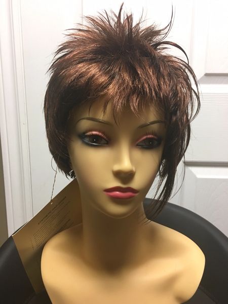 Mily-reddish brown, short, spiky synthetic wig