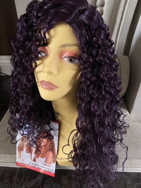 Rumba-purple, extra long, wavy heat resistant synthetic wig