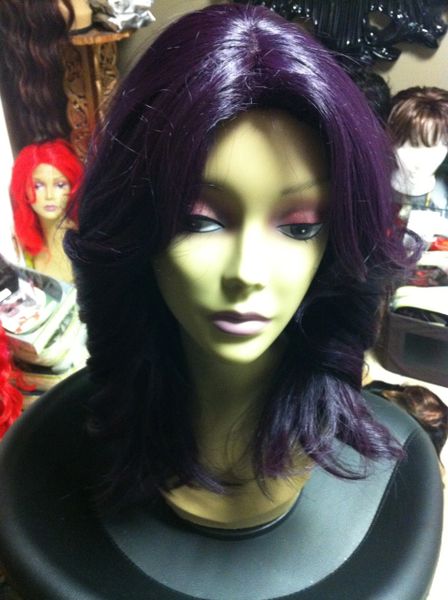 Claire- deep purple shoulder length heat resistant synthetic wig