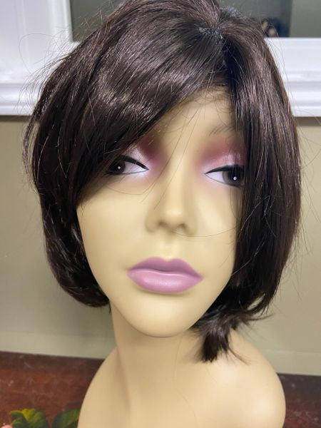 Sandra-solid brown short synthetic wig