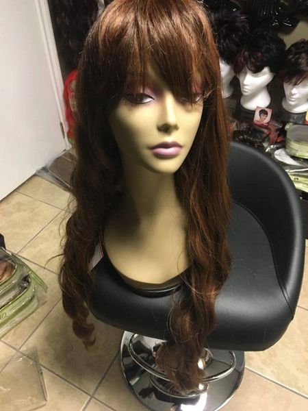 Laila-Ombre brown and copper blend extra long synthetic wig Heat resistant