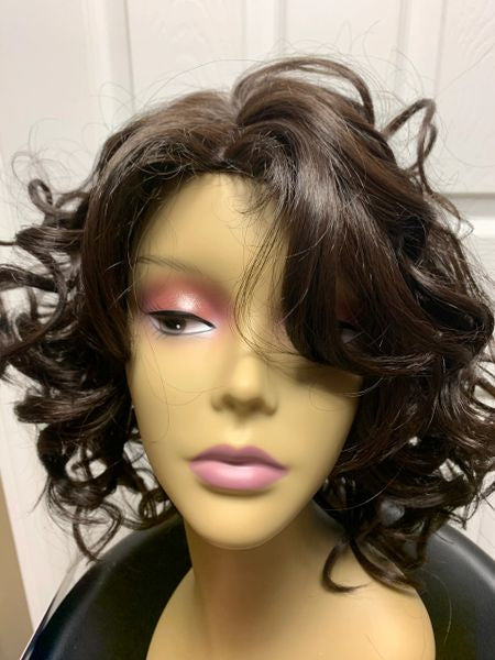 Wish- solid brown medium-length with voluminous curls heat resistant synthetic wig