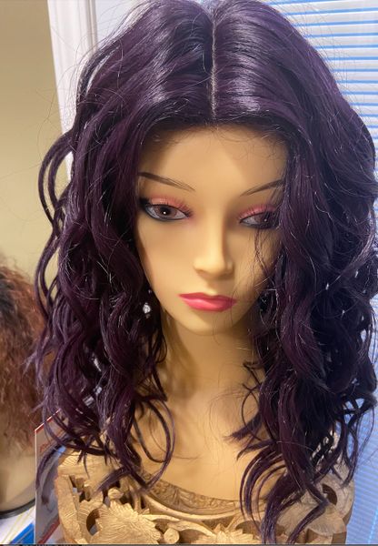 Adria dark purple heat resistant synthetic heat resistant wigs