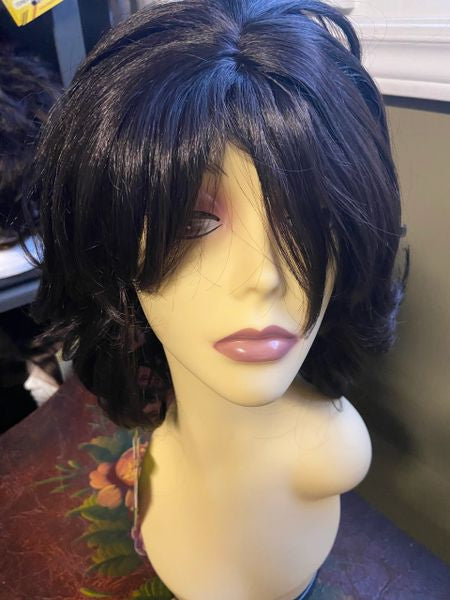 Leila- solid brown, medium length synthetic wig