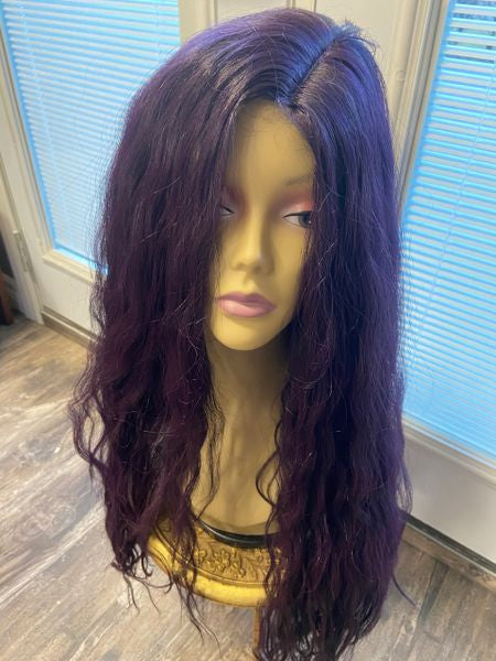 Peony-extra long soft wave deep purple- heat resistant synthetic wigs