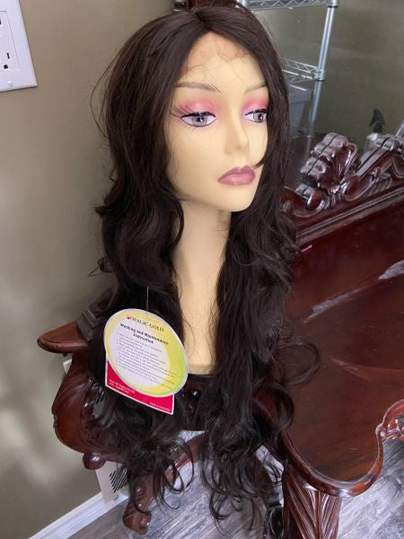 Estelle -Dark brown extra long heat resistant lace front synthetic wig