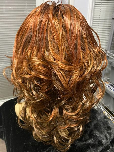 Tess-copper and brown blends, shoulder length, synthetic wig